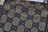 Authentic GUCCI Sherry Line Tote Bag GG Canvas Leather 131230 Navy Blue 2704J