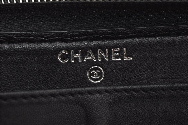 Authentic CHANEL BOY CHANEL Lamb Skin Matelasse Long Wallet Purse Black 2705J