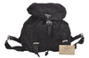 Authentic PRADA Vela Nylon Tessuto Leather Drawstring Backpack B2811 Black 2705K