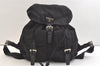 Authentic PRADA Vela Nylon Tessuto Leather Drawstring Backpack B2811 Black 2705K