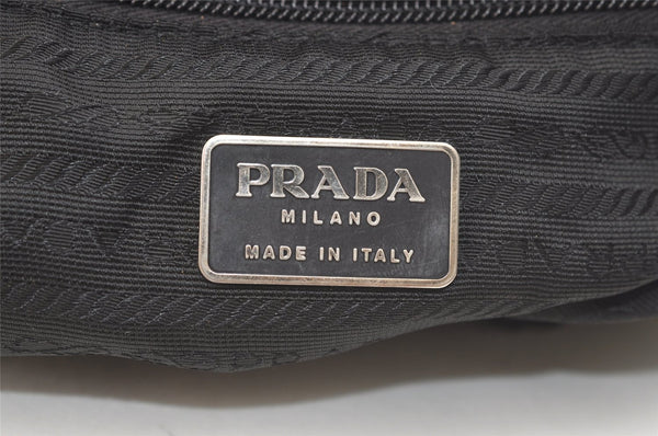 Authentic PRADA Vela Nylon Tessuto Leather Drawstring Backpack B2811 Black 2705K