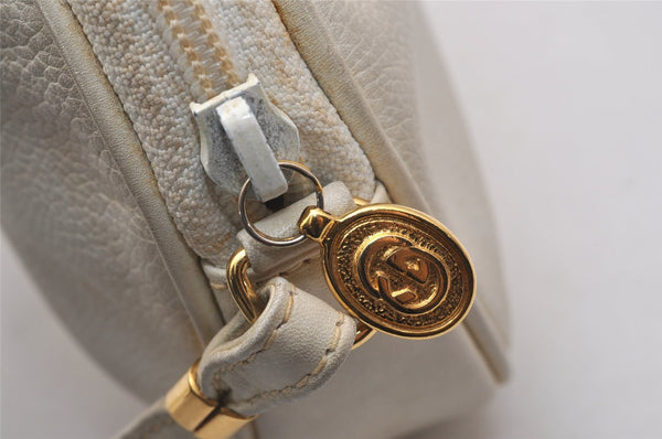 Authentic GUCCI Vintage Shoulder Cross Body Bag Purse Leather White 2706J