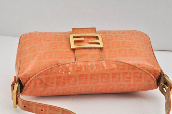 Authentic FENDI Zucchino Shoulder Hand Bag Purse PVC Leather Orange 2706K