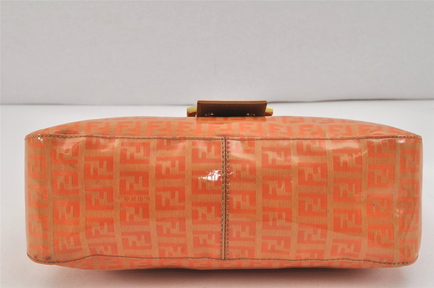 Authentic FENDI Zucchino Shoulder Hand Bag Purse PVC Leather Orange 2706K