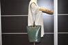 Authentic CELINE Vintage Shoulder Bag Purse Leather Green 2707J