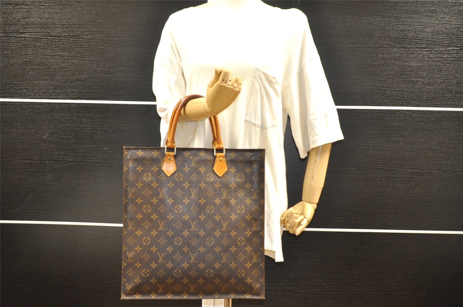 Authentic Louis Vuitton Monogram Sac Plat Hand Tote Bag M51140 LV 2708I