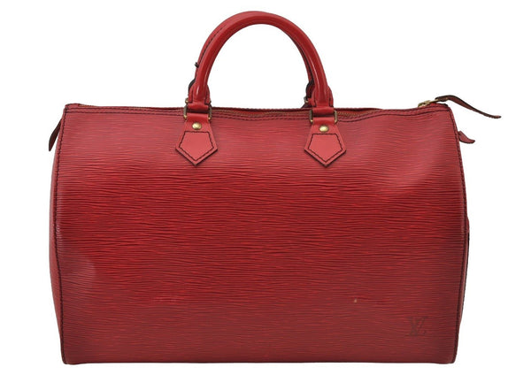 Authentic Louis Vuitton Epi Speedy 35 Hand Boston Bag Red M42997 LV 2708J