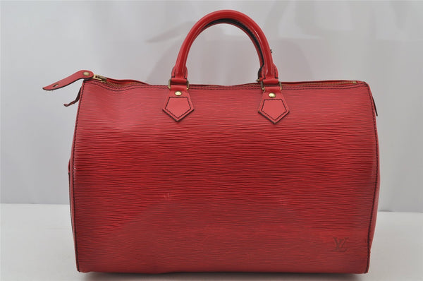 Authentic Louis Vuitton Epi Speedy 35 Hand Boston Bag Red M42997 LV 2708J