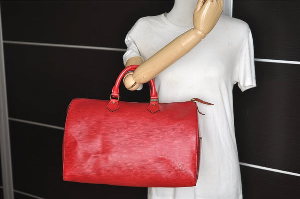 Authentic Louis Vuitton Epi Speedy 35 Hand Boston Bag Red M42997 LV 2708J