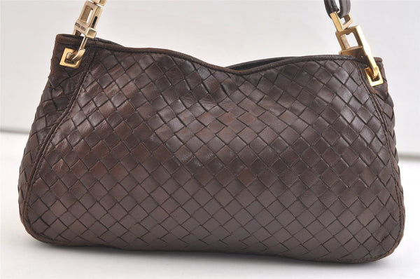 Authentic BOTTEGA VENETA Intrecciato Leather Shoulder Hand Bag Purse Brown 2708K