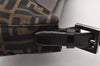 Authentic FENDI Zucca Vintage Shoulder Bag Purse Canvas Leather Brown 2709I