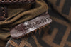 Authentic FENDI Zucca Vintage Shoulder Bag Purse Canvas Leather Brown 2709I