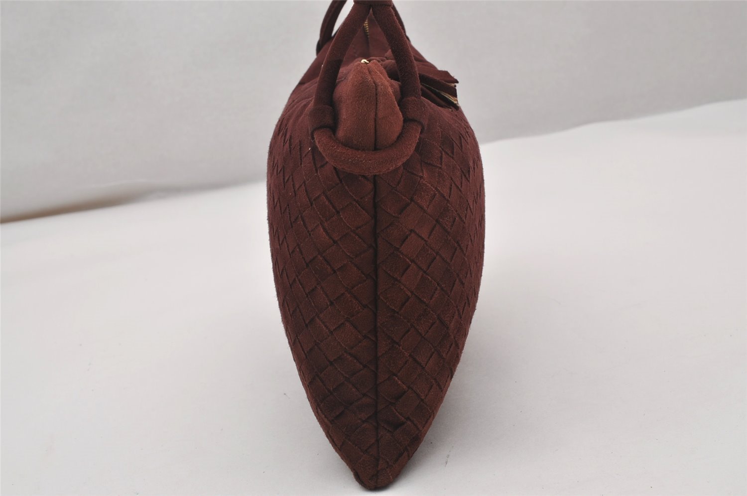 Authentic BOTTEGA VENETA Vintage Suede Hand Bag Purse Bordeaux Red 2709J