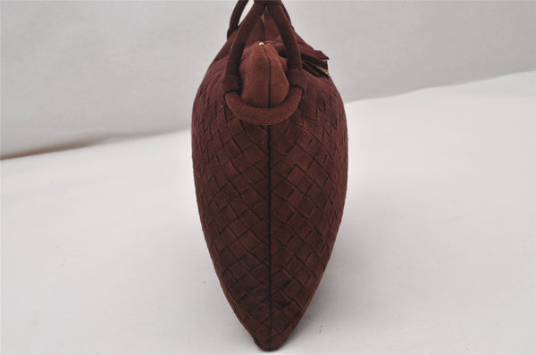 Authentic BOTTEGA VENETA Vintage Suede Hand Bag Purse Bordeaux Red 2709J