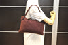 Authentic BOTTEGA VENETA Vintage Suede Hand Bag Purse Bordeaux Red 2709J