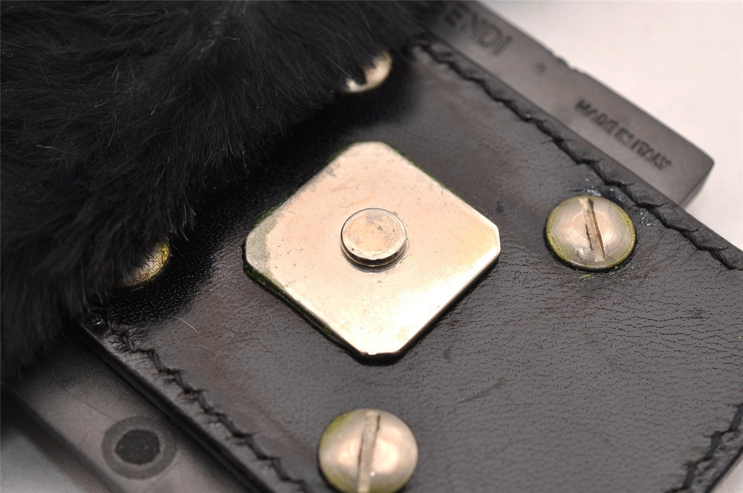 Authentic FENDI Mamma Baguette Shoulder Hand Bag Unborn Calf Leather Black 2710I