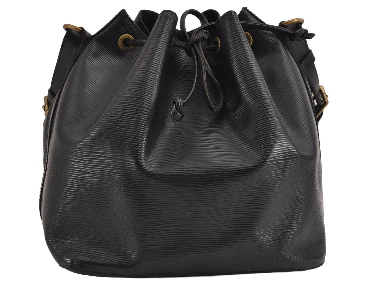 Authentic Louis Vuitton Epi Petit Noe Shoulder Drawstring Bag M59012 Black 2710J
