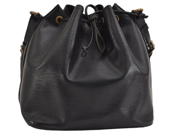 Authentic Louis Vuitton Epi Petit Noe Shoulder Drawstring Bag M59012 Black 2710J