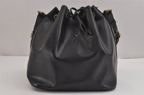 Authentic Louis Vuitton Epi Petit Noe Shoulder Drawstring Bag M59012 Black 2710J