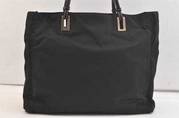 Authentic PRADA Vintage Nylon Tessuto Leather Shoulder Tote Bag Black 2711K