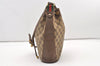 Authentic GUCCI Web Sherry Line Drawstring Bag GG PVC Leather Brown Junk 2712J