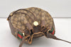 Authentic GUCCI Web Sherry Line Drawstring Bag GG PVC Leather Brown Junk 2712J