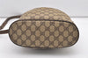 Authentic GUCCI Web Sherry Line Drawstring Bag GG PVC Leather Brown Junk 2712J