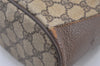 Authentic GUCCI Web Sherry Line Drawstring Bag GG PVC Leather Brown Junk 2712J