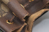 Authentic GUCCI Web Sherry Line Drawstring Bag GG PVC Leather Brown Junk 2712J