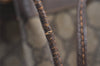 Authentic GUCCI Web Sherry Line Drawstring Bag GG PVC Leather Brown Junk 2712J