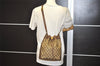 Authentic GUCCI Web Sherry Line Drawstring Bag GG PVC Leather Brown Junk 2712J