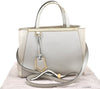 Authentic FENDI PETITE 2JOURS Leather 2Way Shoulder Hand Bag Purse White 2712K