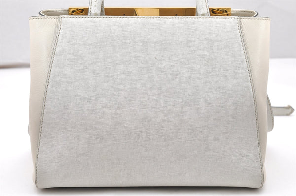 Authentic FENDI PETITE 2JOURS Leather 2Way Shoulder Hand Bag Purse White 2712K