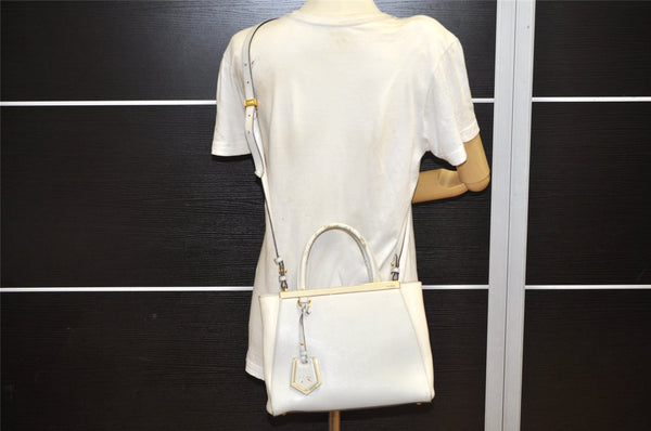 Authentic FENDI PETITE 2JOURS Leather 2Way Shoulder Hand Bag Purse White 2712K