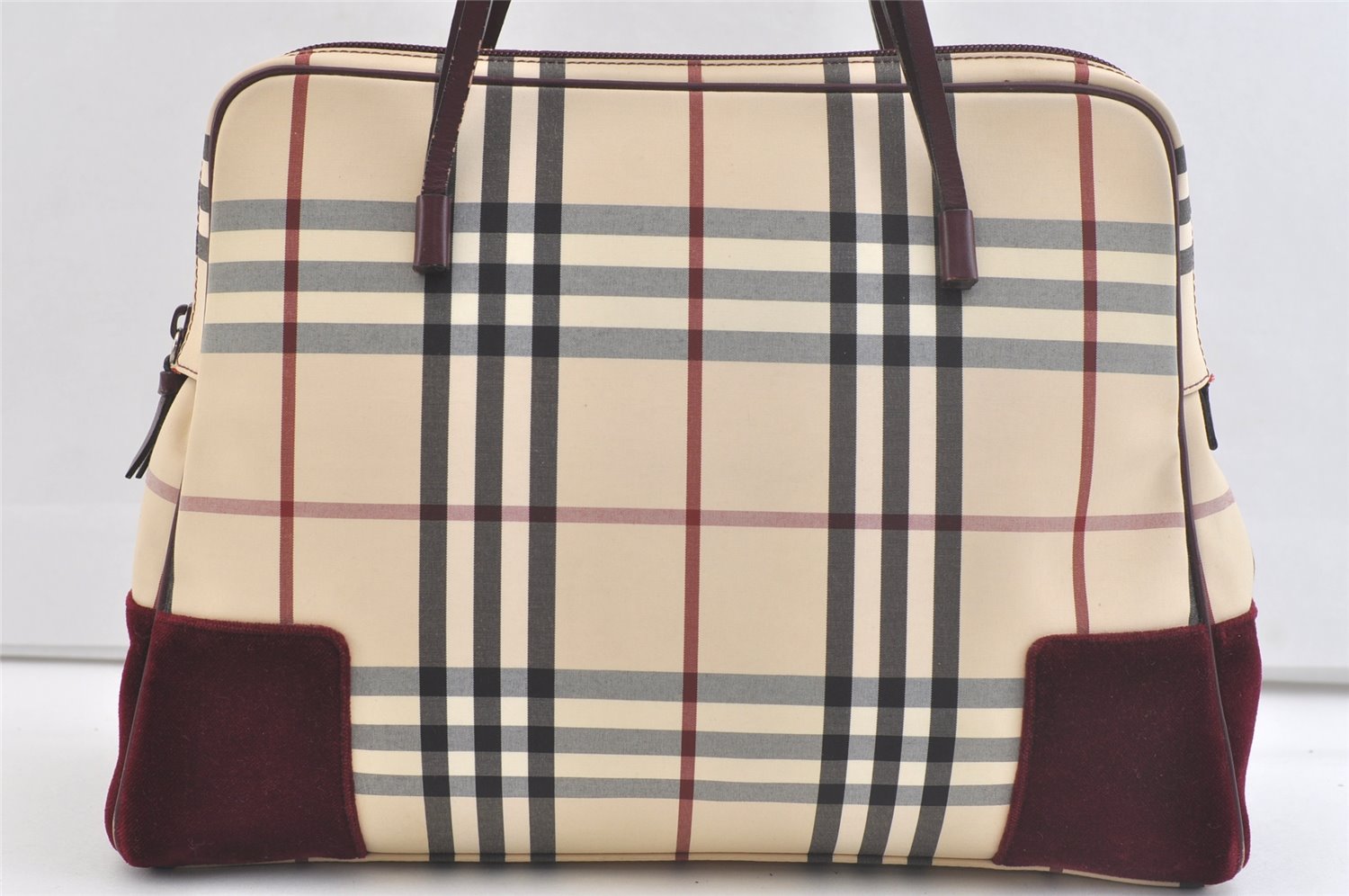 Authentic BURBERRY Nova Check Shoulder Tote Bag Canvas Leather Beige 2714K