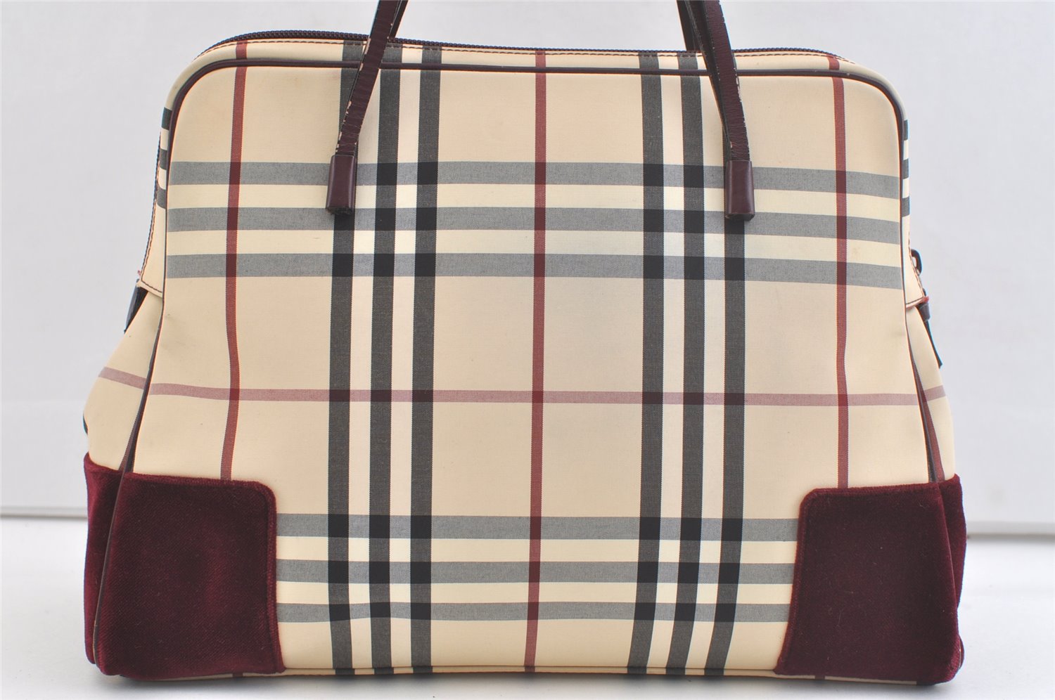 Authentic BURBERRY Nova Check Shoulder Tote Bag Canvas Leather Beige 2714K