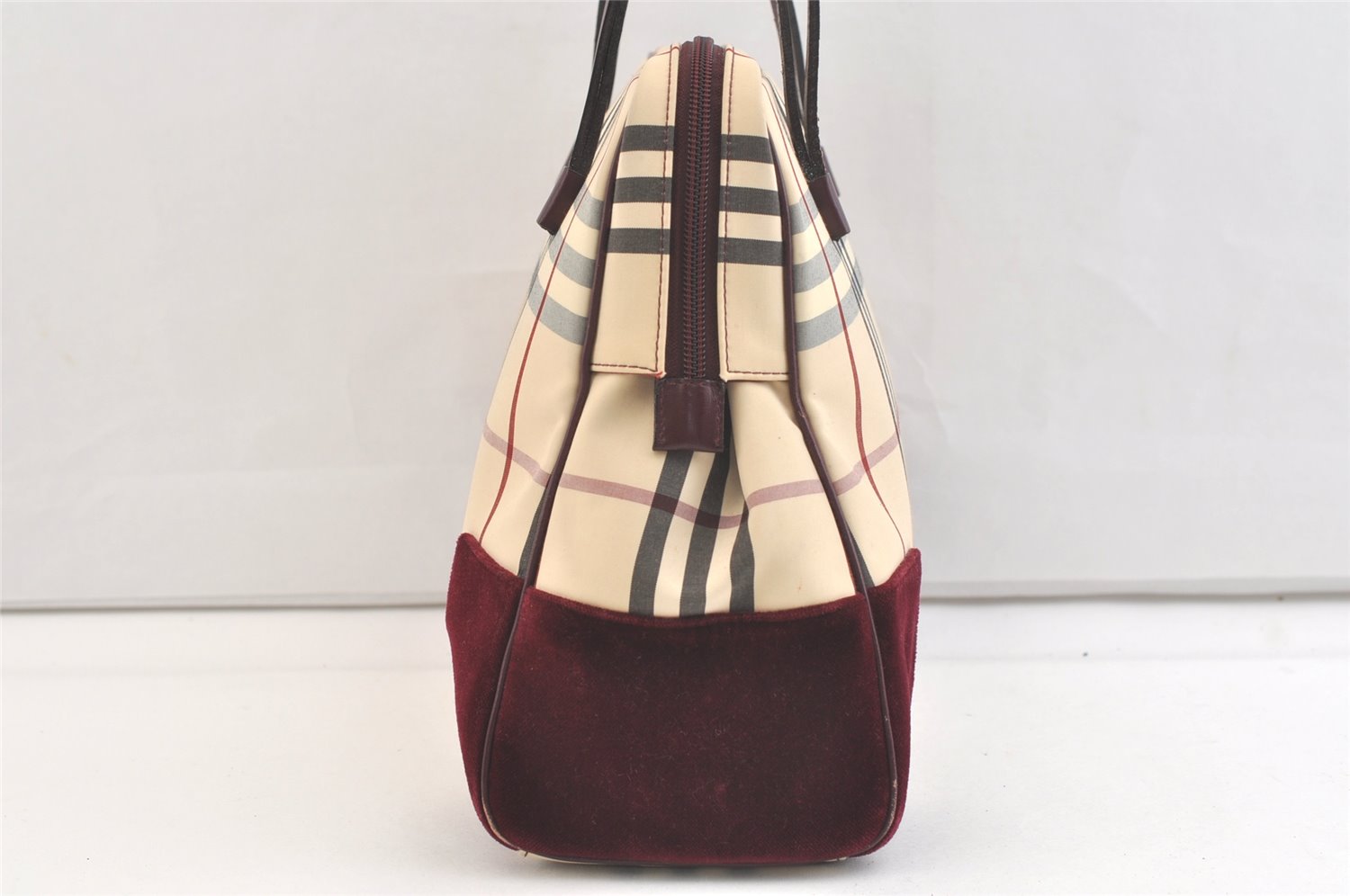 Authentic BURBERRY Nova Check Shoulder Tote Bag Canvas Leather Beige 2714K