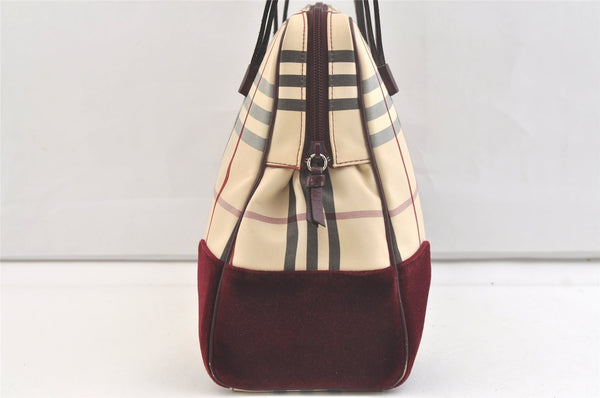 Authentic BURBERRY Nova Check Shoulder Tote Bag Canvas Leather Beige 2714K