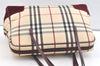 Authentic BURBERRY Nova Check Shoulder Tote Bag Canvas Leather Beige 2714K
