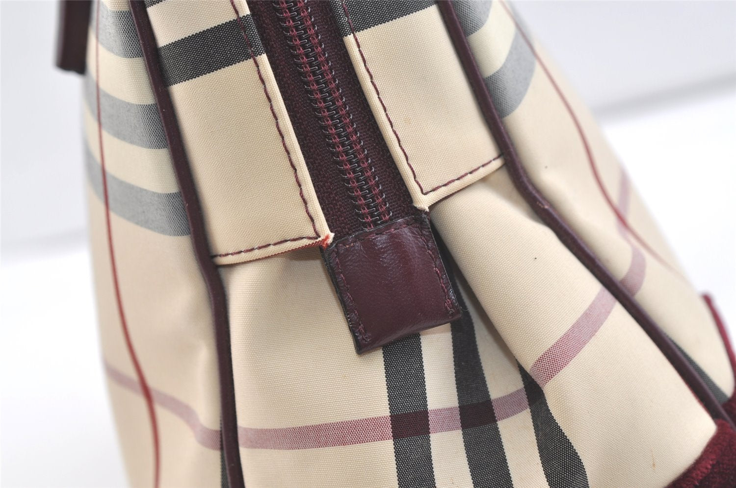 Authentic BURBERRY Nova Check Shoulder Tote Bag Canvas Leather Beige 2714K
