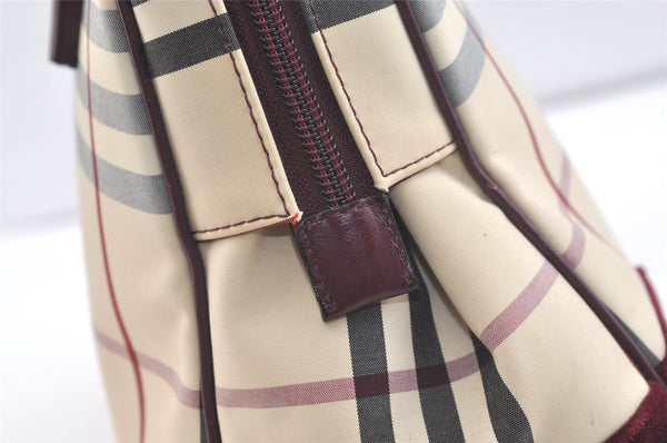 Authentic BURBERRY Nova Check Shoulder Tote Bag Canvas Leather Beige 2714K