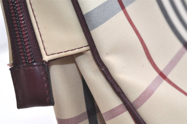 Authentic BURBERRY Nova Check Shoulder Tote Bag Canvas Leather Beige 2714K