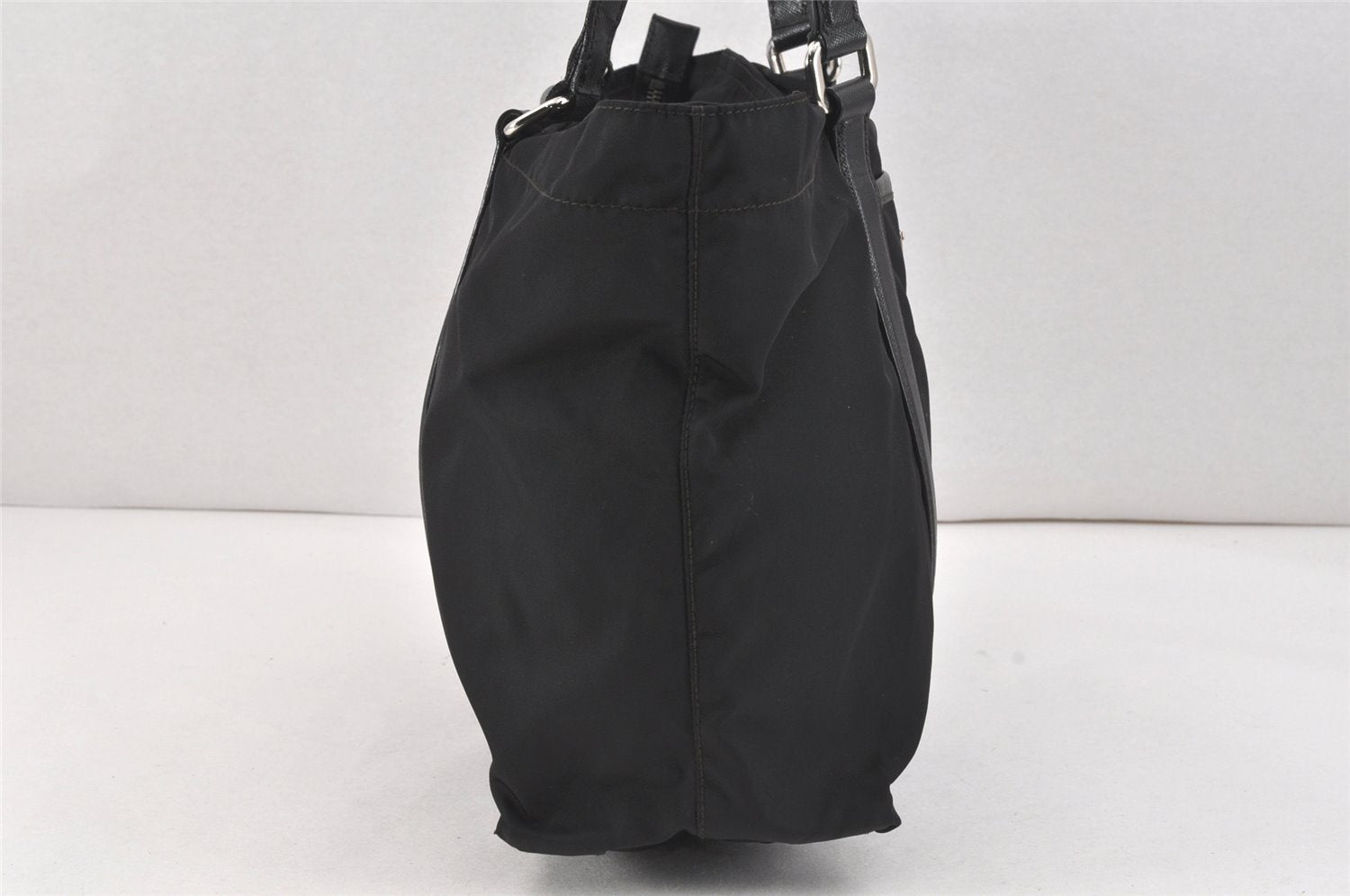 Authentic PRADA Nylon Tessuto Saffiano Leather Shoulder Tote Bag Black 2715K