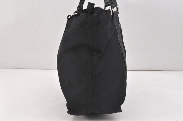 Authentic PRADA Nylon Tessuto Saffiano Leather Shoulder Tote Bag Black 2715K