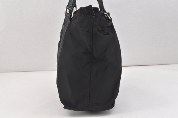 Authentic PRADA Nylon Tessuto Saffiano Leather Shoulder Tote Bag Black 2715K