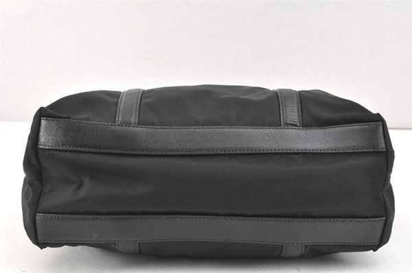 Authentic PRADA Nylon Tessuto Saffiano Leather Shoulder Tote Bag Black 2715K