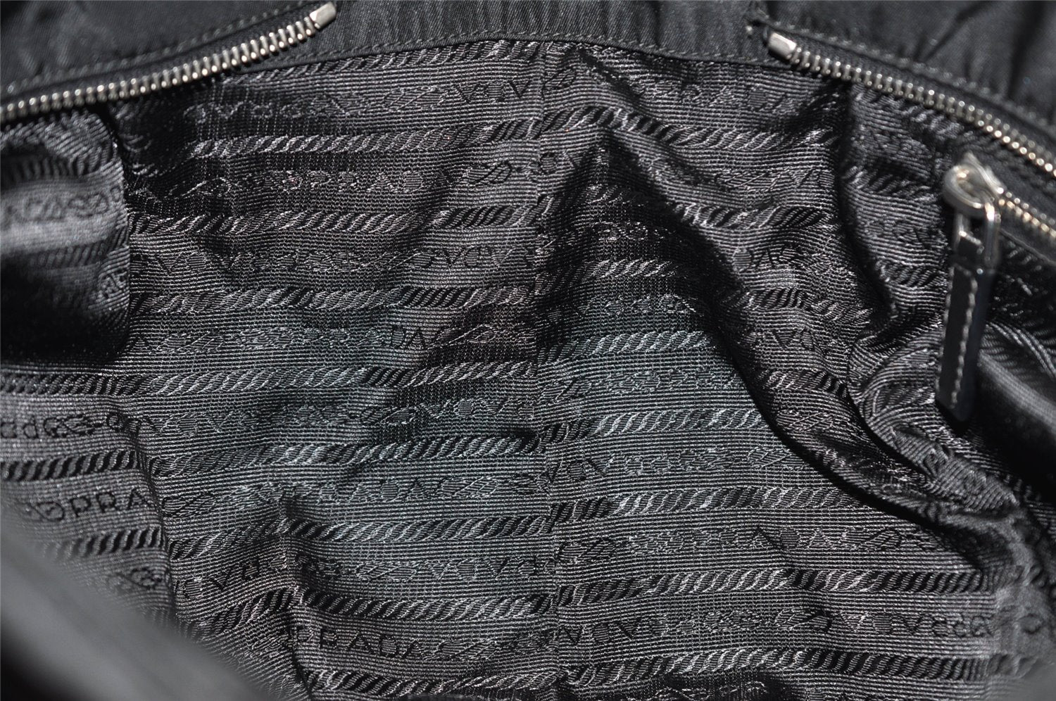 Authentic PRADA Nylon Tessuto Saffiano Leather Shoulder Tote Bag Black 2715K