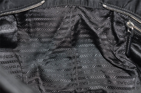 Authentic PRADA Nylon Tessuto Saffiano Leather Shoulder Tote Bag Black 2715K