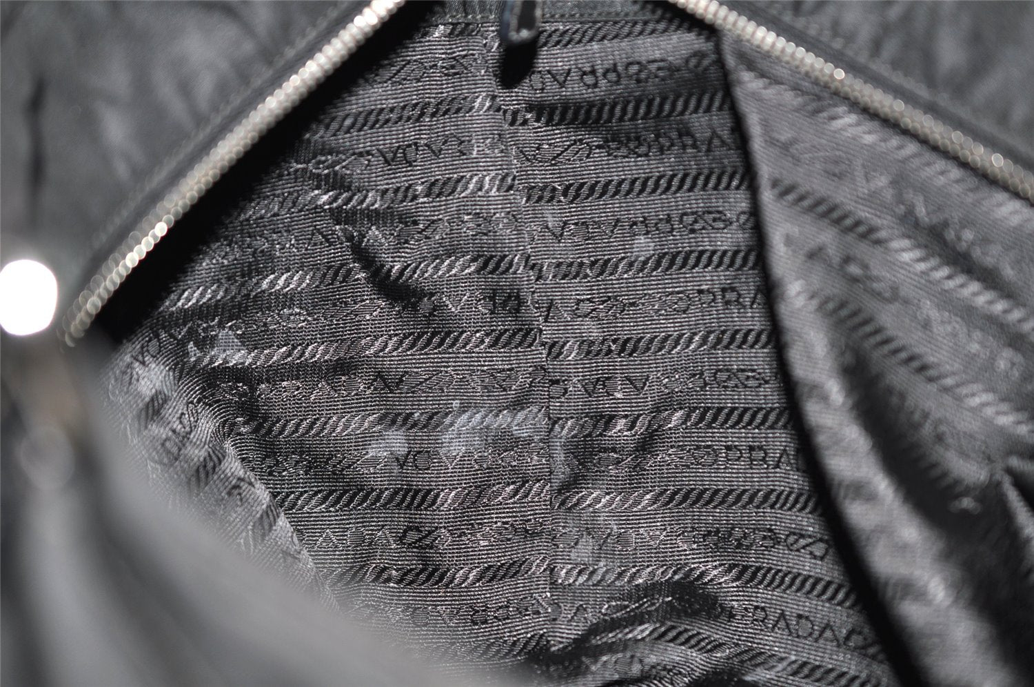 Authentic PRADA Nylon Tessuto Saffiano Leather Shoulder Tote Bag Black 2715K