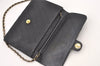 Authentic CHANEL Calf Skin Matelasse Chain Shoulder Bag Purse Black CC 2716J
